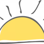 a drawing of the sun rising