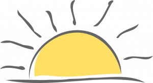 a drawing of the sun rising